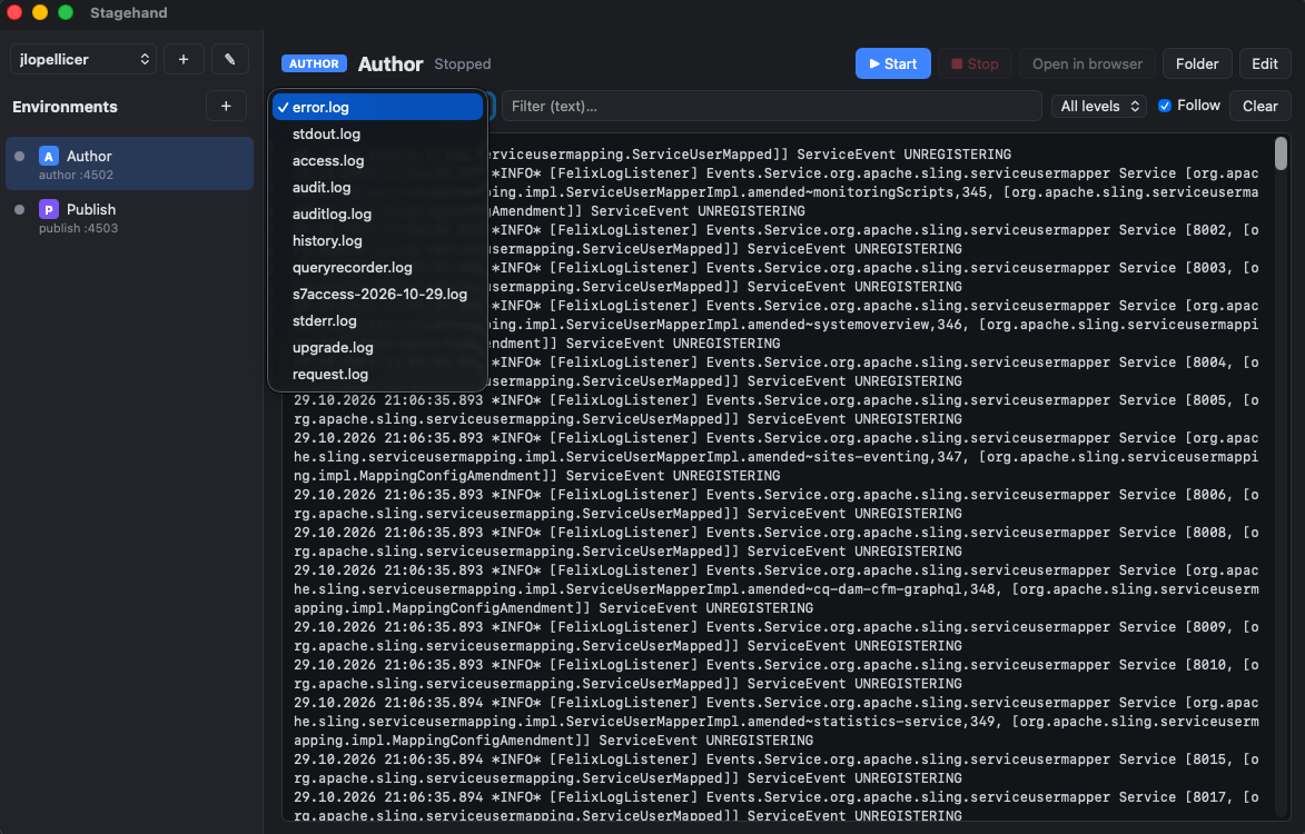 Log file picker